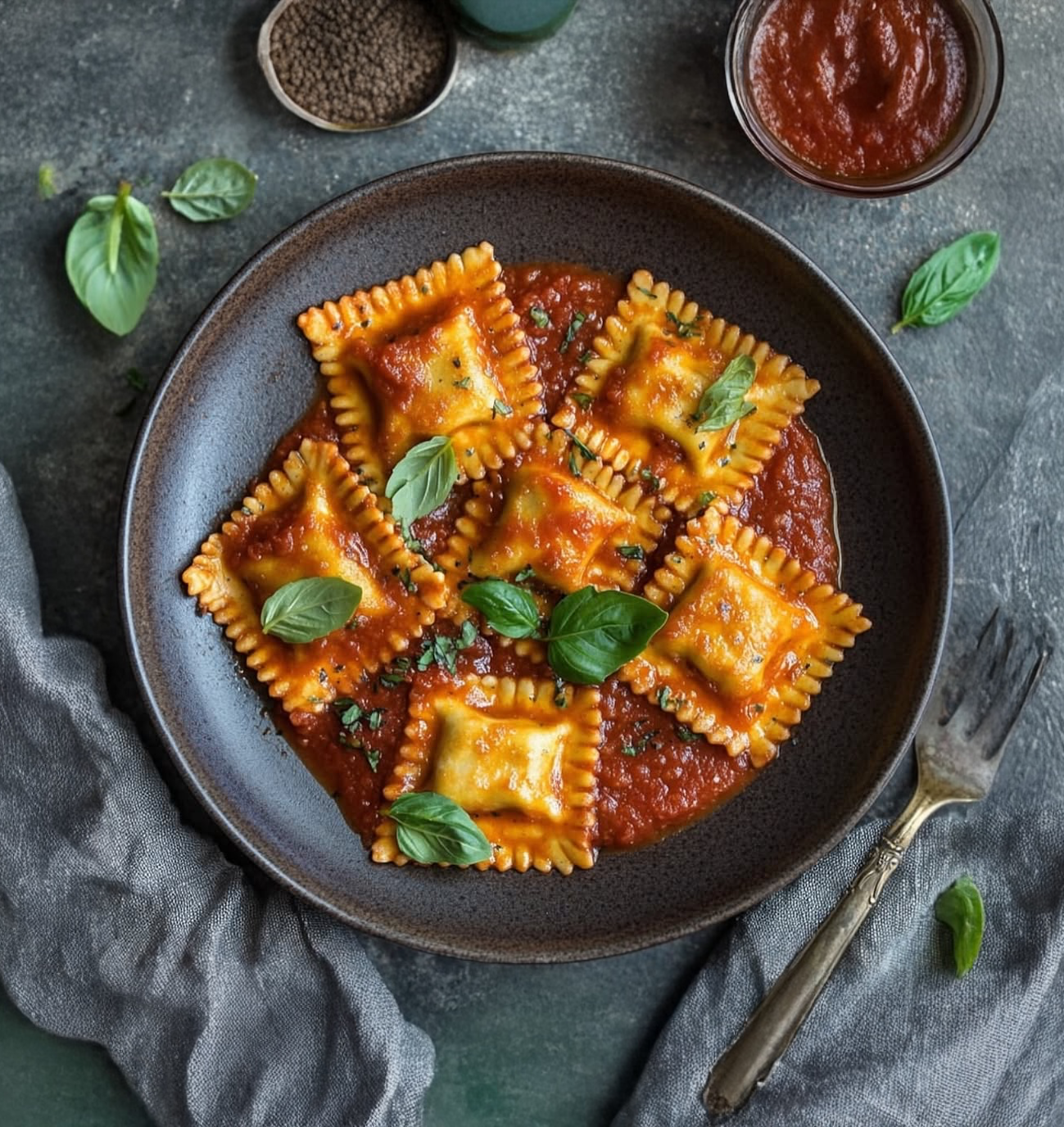 Vegan Stuffed Red Onion, Thyme & Potatoes Ravioli Pasta