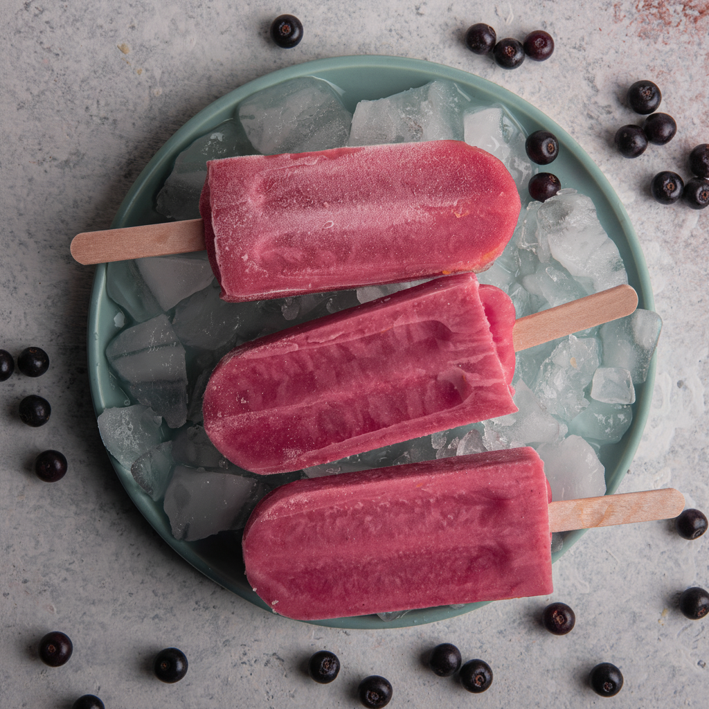 Organic Acai Sorbet Ice Pops Premium Large 60ml 12 Pack