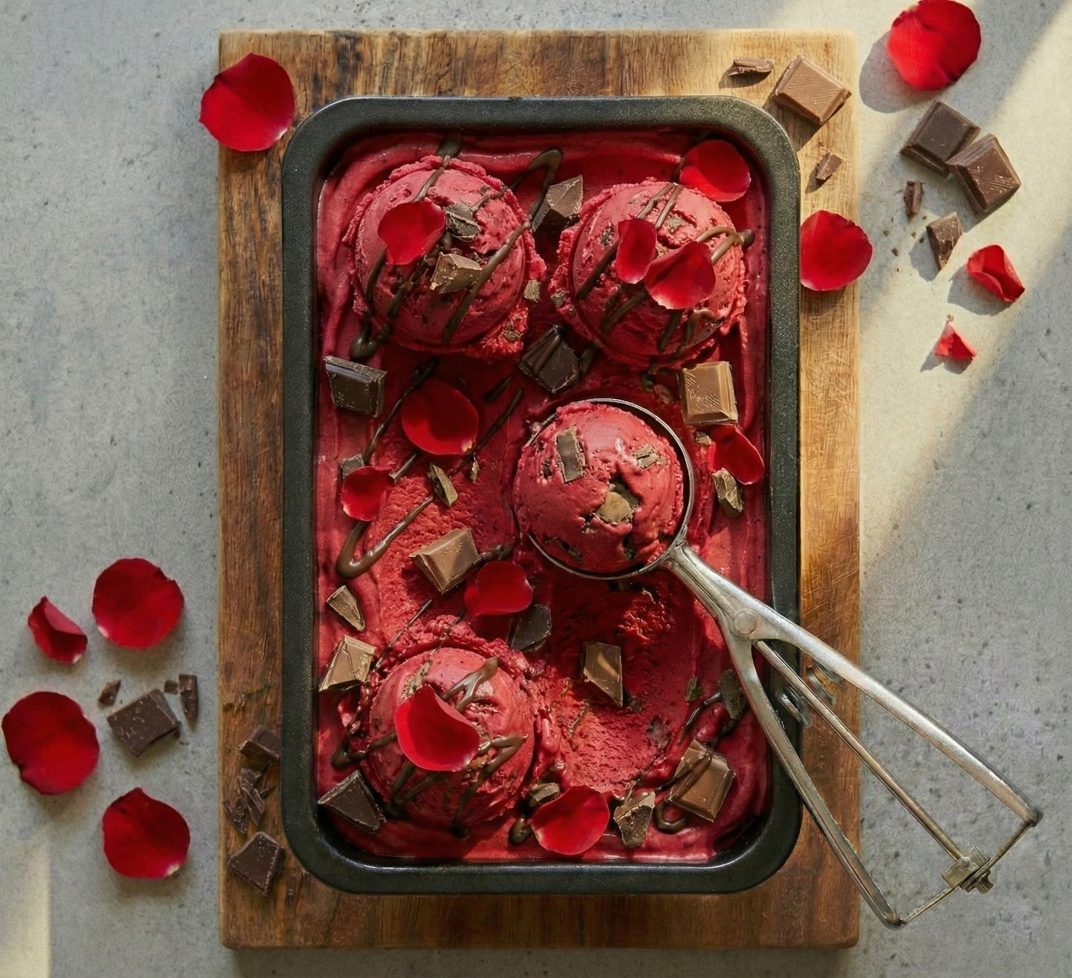 Red Rose with Chocolates Ice Cream