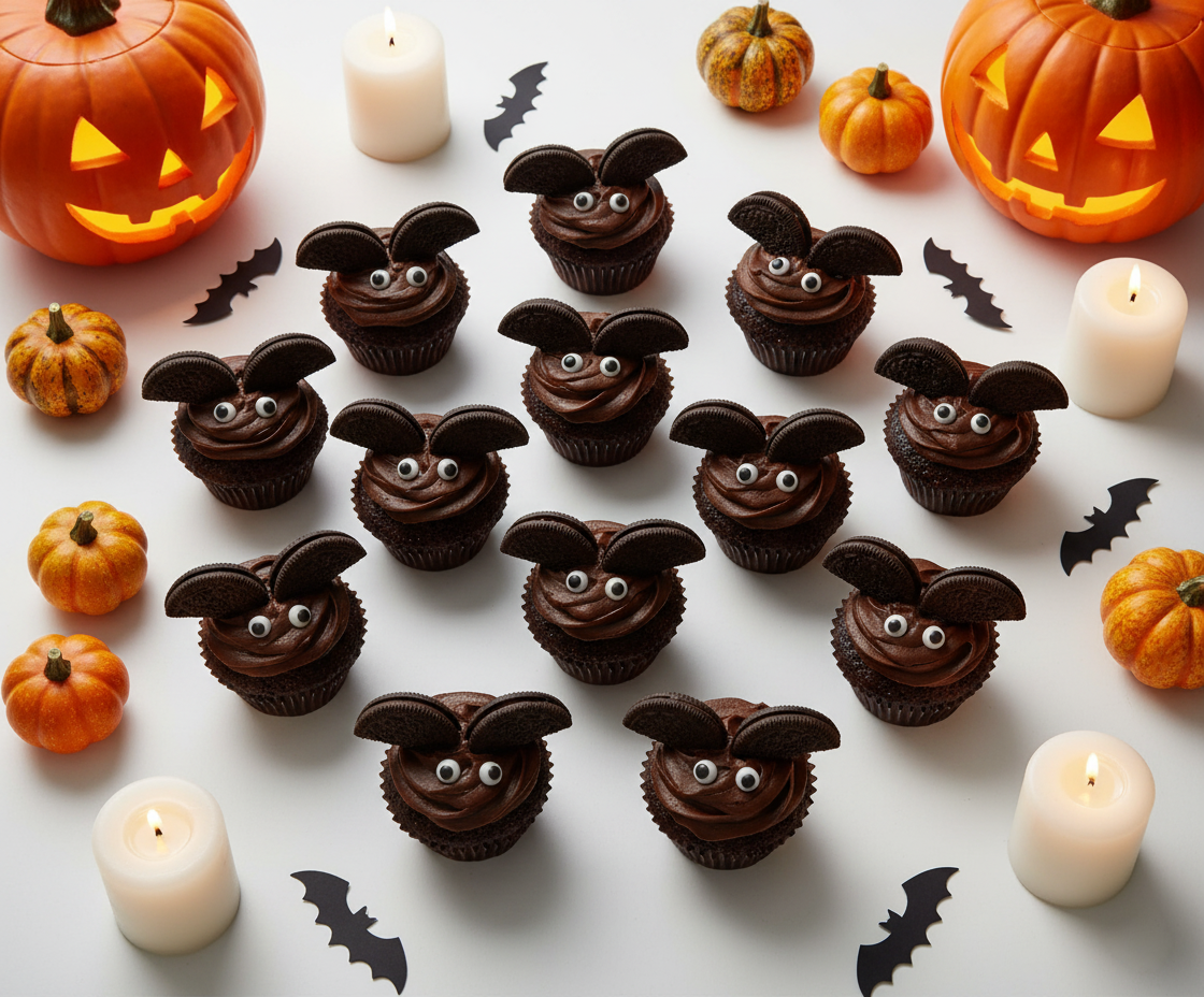 Halloween Chocolate Oreo Bat Boo Cupcakes 30 Pack