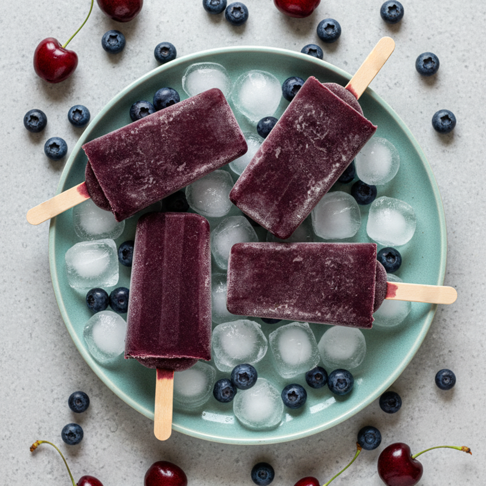 Blueberry and Cherry Electrolyte Ice Pops