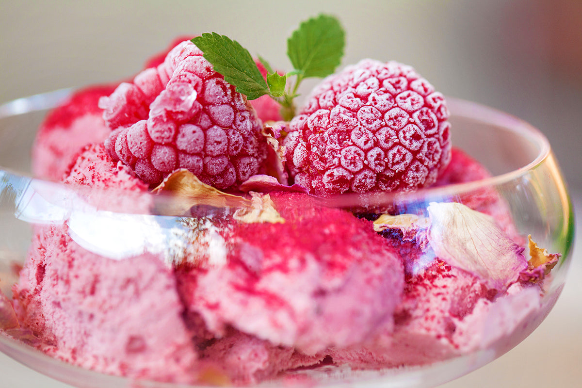Yellow Rose with Raspberry & Pink Rose Cookie Dough Ice Cream