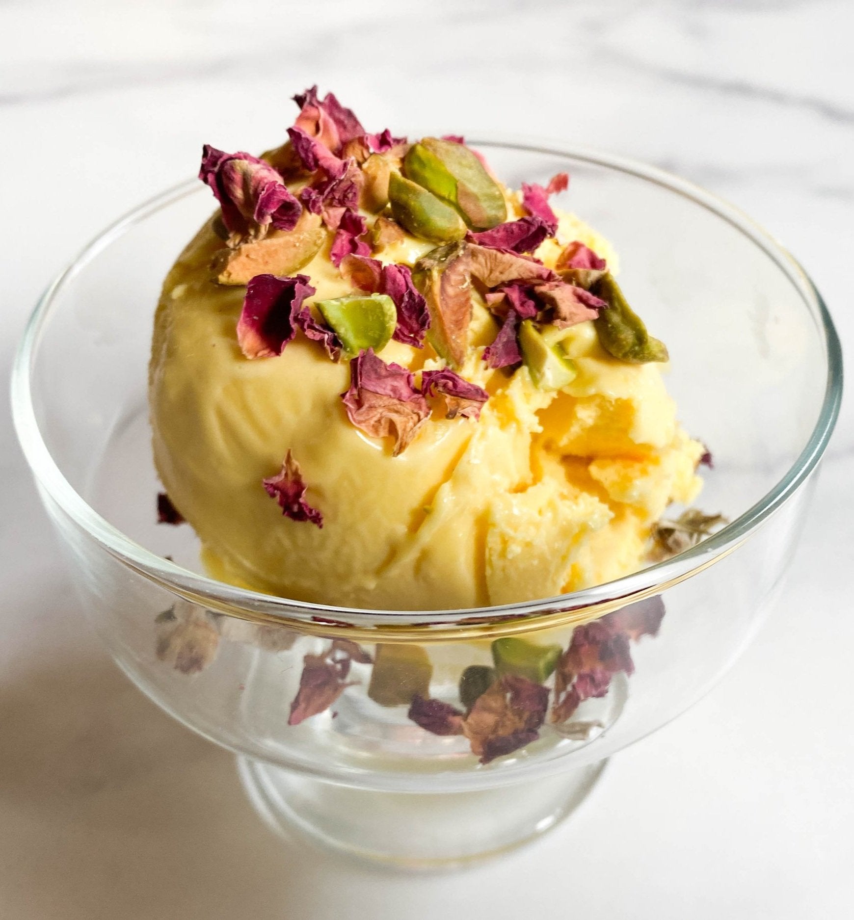 Saffron and Green Cardamon Gelato with Toasted Almond
