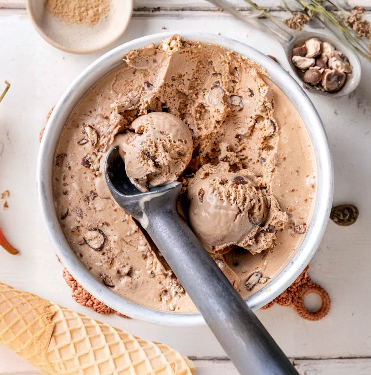 Malt Gelato with Belgium Chocolate Cake