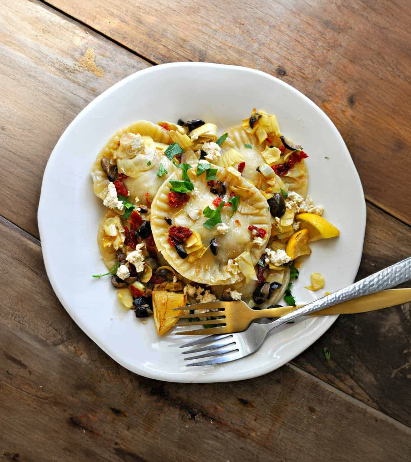 Vegan Mediterranean Ravioli Pasta
