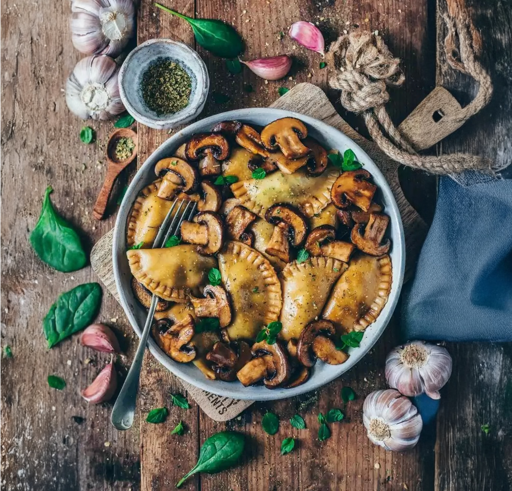 Vegan Shitake Mushroom Ravioli Pasta