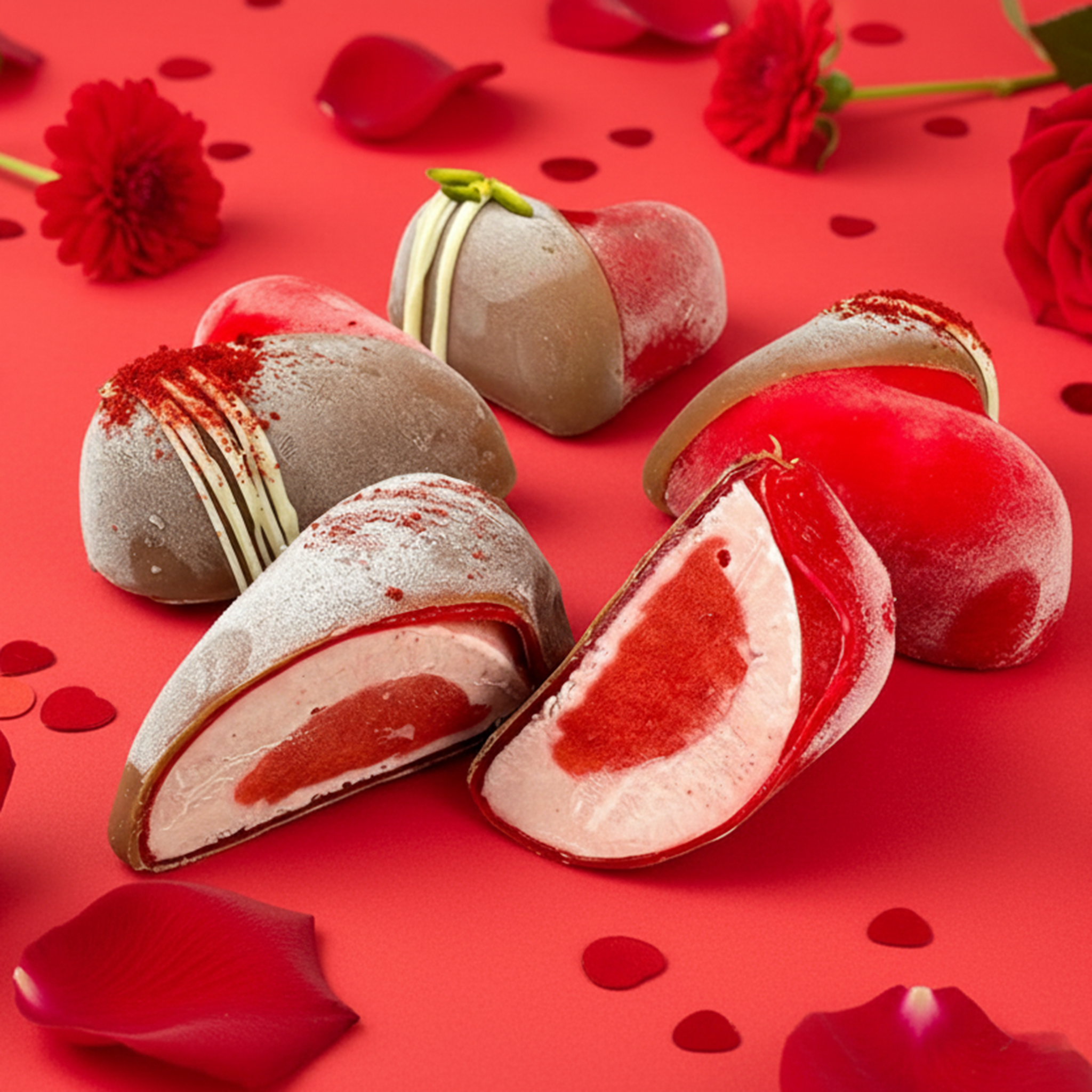 Heart-shaped Strawberry Mochi Ice Cream
