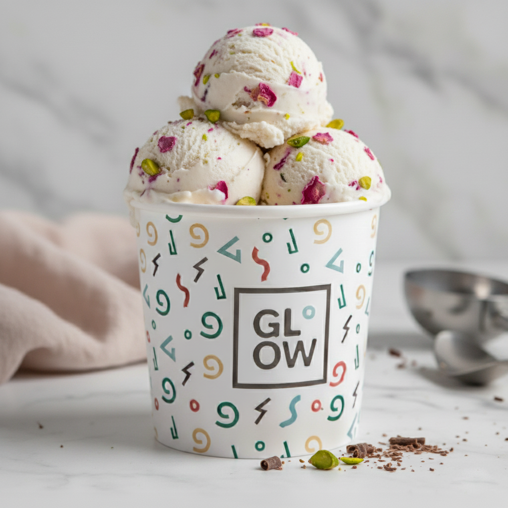 Pink Rose with Strawberry & Roasted Pistachio Ice Cream