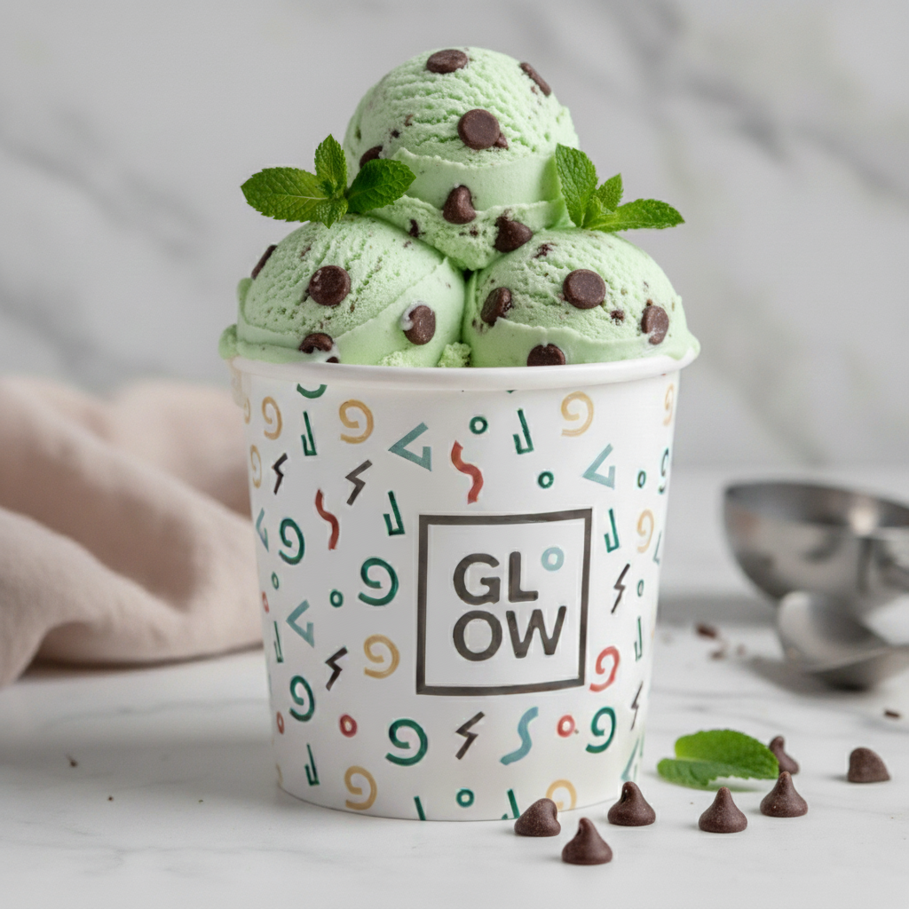 Mint Gelato with 55% Belgium Dark Choc Chip