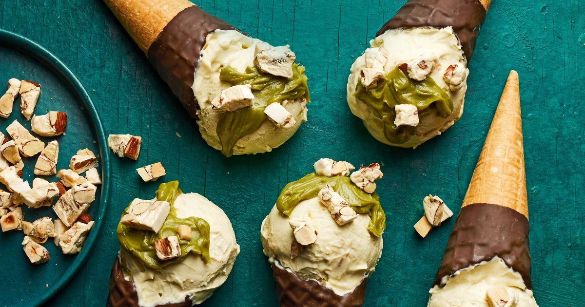Italian Nougat-Honey Gelato with Nougat and Pistachio