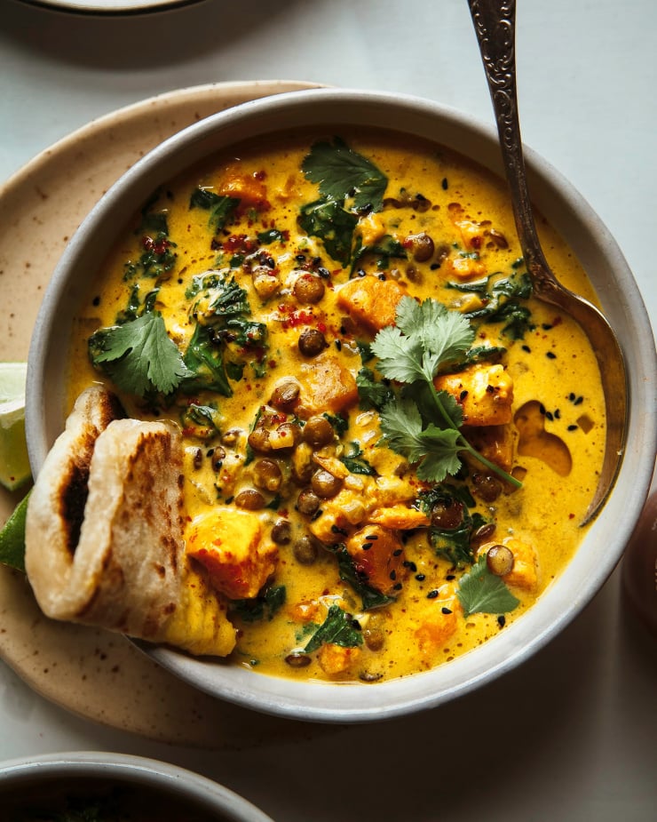 Curried Lentil and Sweet Potato, Quinoa Soup